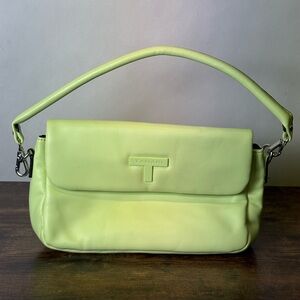 Tahari Chartreuse Leather Shoulder Bag